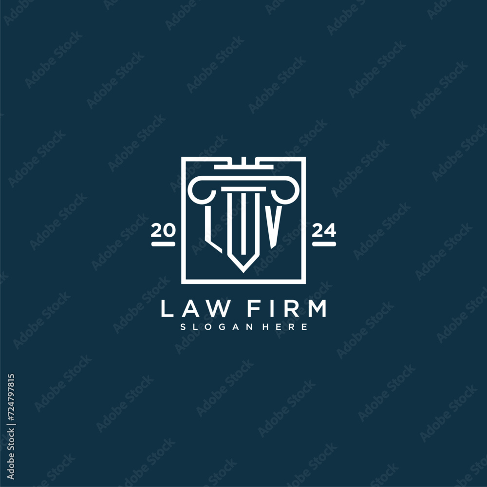 LV initial monogram logo for lawfirm with pillar design in creative square LV initial monogram logo for lawfirm with pillar design in creative square