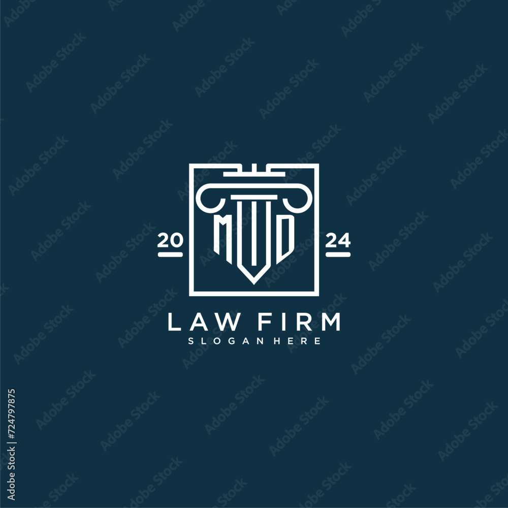 MD initial monogram logo for lawfirm with pillar design in creative square MD initial monogram logo for lawfirm with pillar design in creative square