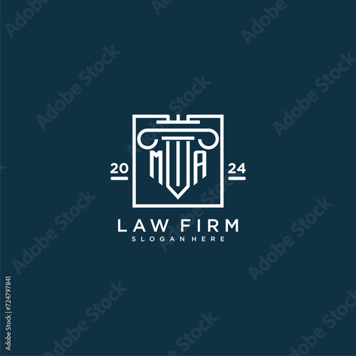 MA initial monogram logo for lawfirm with pillar design in creative square