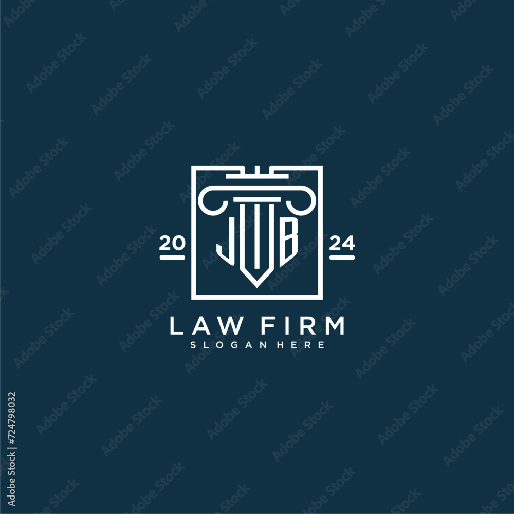 JB initial monogram logo for lawfirm with pillar design in creative square JB initial monogram logo for lawfirm with pillar design in creative square