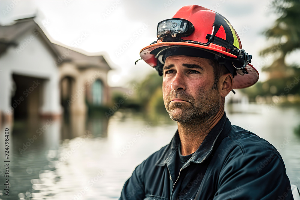 Individuals involved in emergency response and disaster relief like flood after a storm. Individuals involved in emergency response and disaster relief like flood after a storm.
