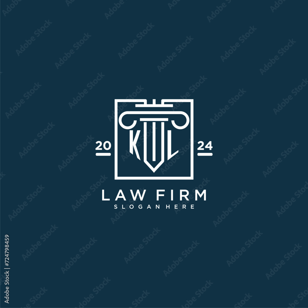 KL initial monogram logo for lawfirm with pillar design in creative square KL initial monogram logo for lawfirm with pillar design in creative square