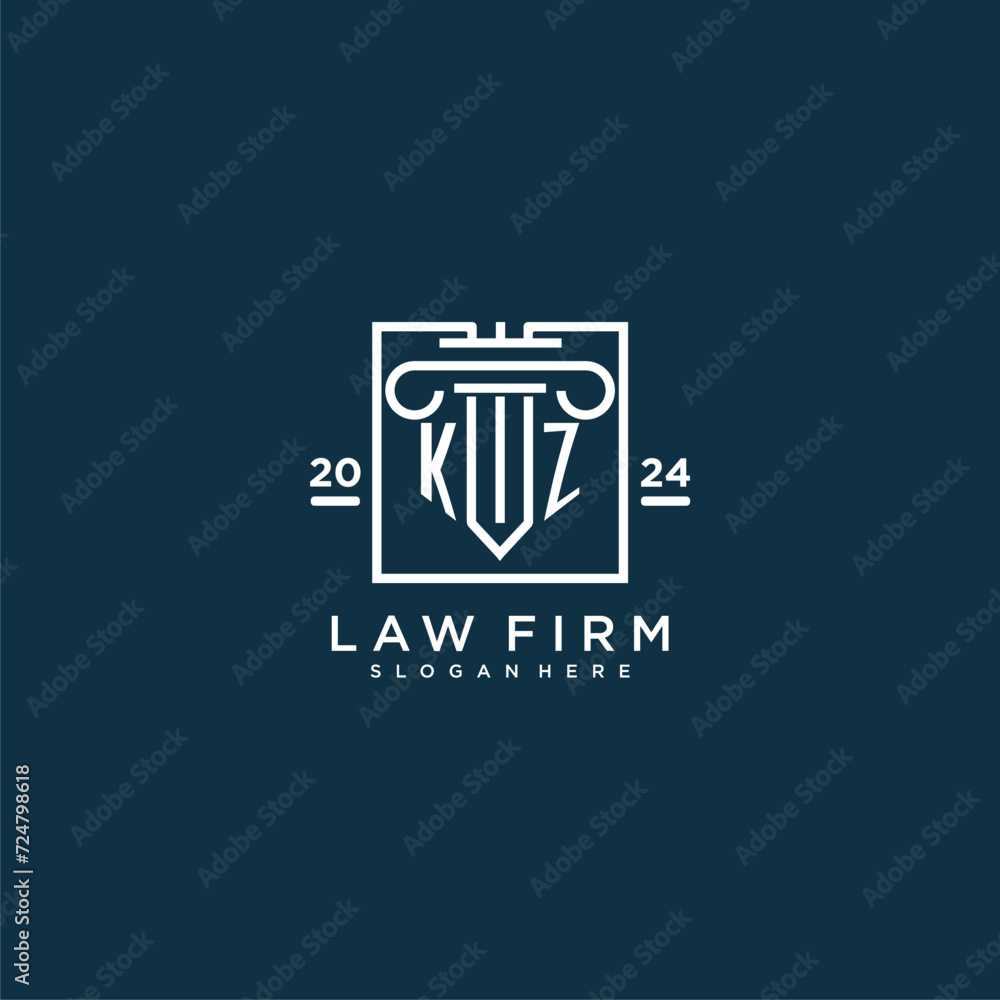 KZ initial monogram logo for lawfirm with pillar design in creative square