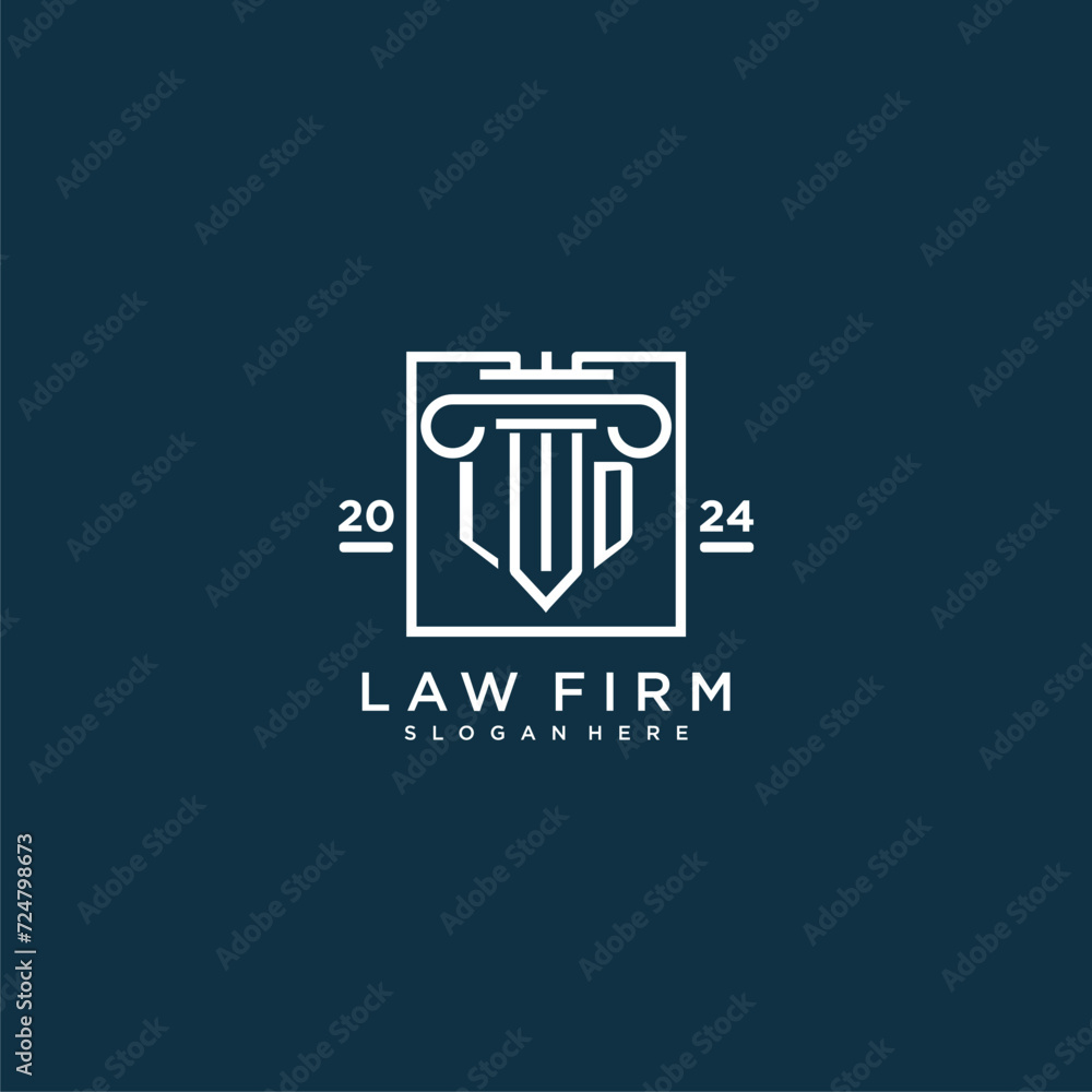 LD initial monogram logo for lawfirm with pillar design in creative square