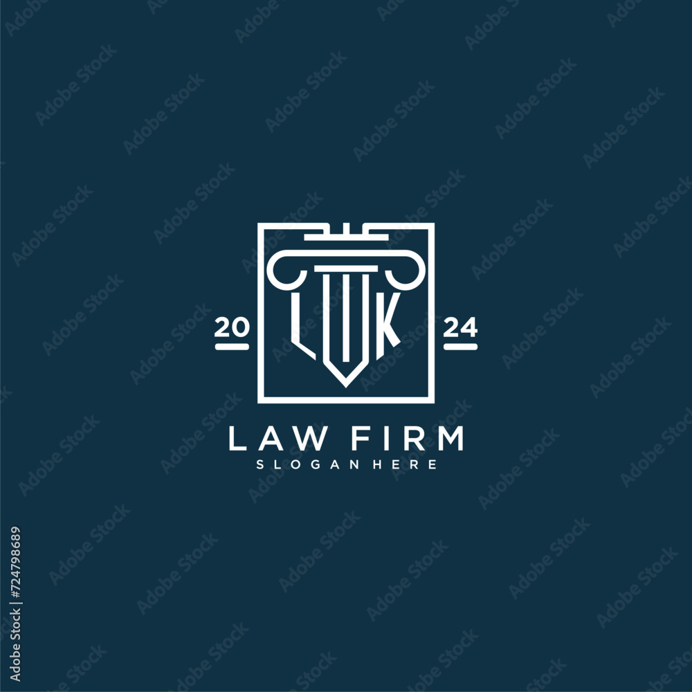 LK initial monogram logo for lawfirm with pillar design in creative square LK initial monogram logo for lawfirm with pillar design in creative square