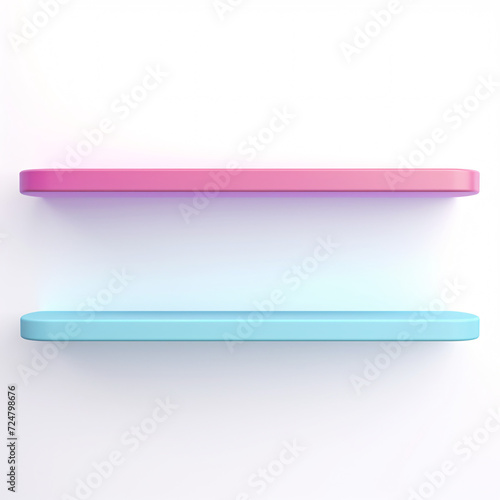 Free Download A colorful pastel large gap between empty shelves designed for product display against a white background, offering a clean and vibrant presentation space. - GFXLoad