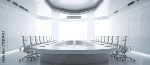 interior of a modern meeting room with chairs around a table