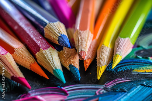 Close up of Colourful pencils