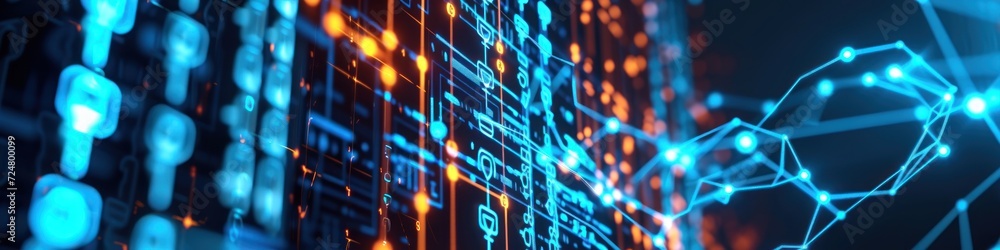 Virtual currency motifs symbolize blockchain and cryptocurrency networks Virtual currency motifs symbolize blockchain and cryptocurrency networks
