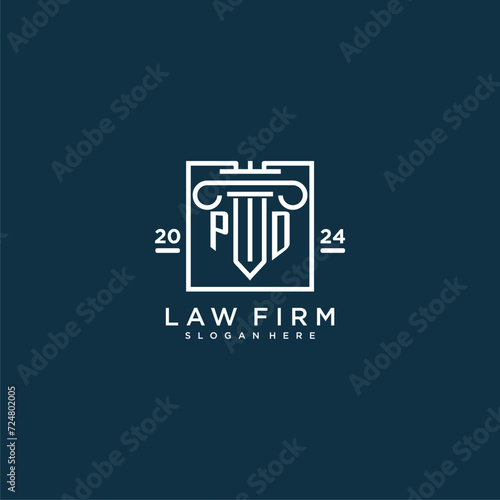 PD initial monogram logo for lawfirm with pillar design in creative square