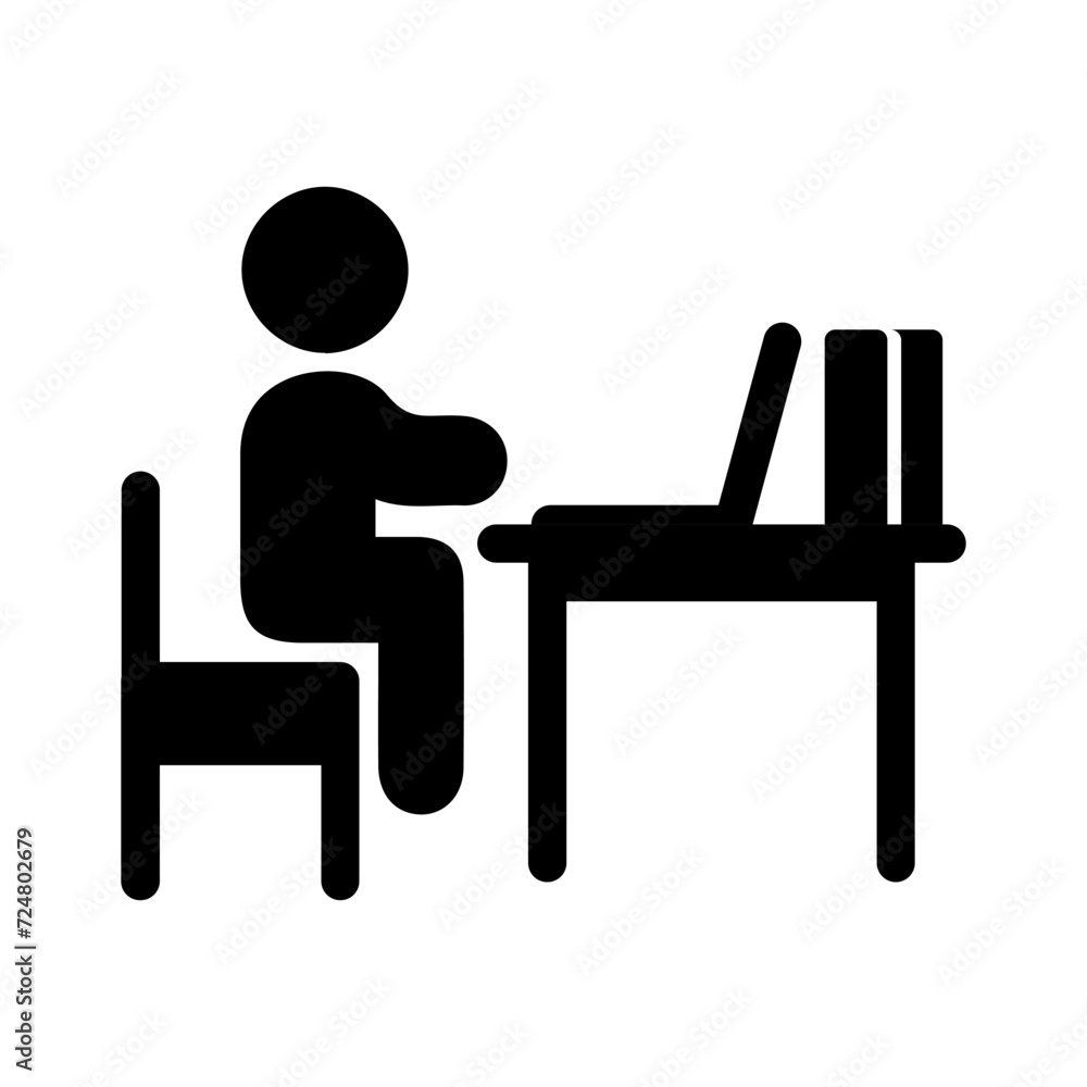 Studying Desk Vector Icon Studying Desk Vector Icon
