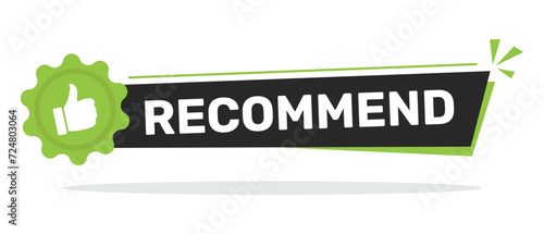 Recommended icon with thumb up. Vector illustration for your web site design.