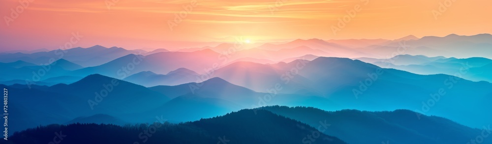 Obraz premium mountains of summer in evening in the style (15)