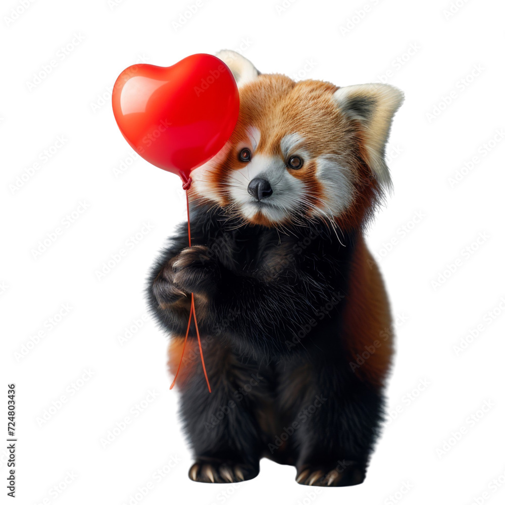 Red Panda Holding Heart Shaped Balloon Red Panda Holding Heart Shaped Balloon