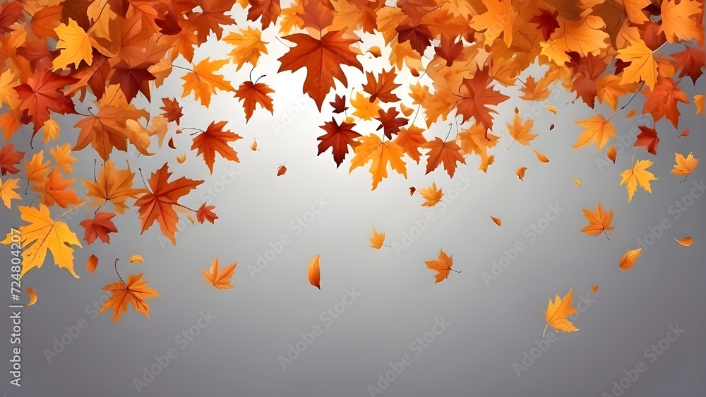autumn leaves background, Realistic Maple Leaves Soaring in September's Forest. Transparent Background with Precise Vector Illustration, Capturing Fall Foliage's Colorful Rustic Charm and Nature's Ser