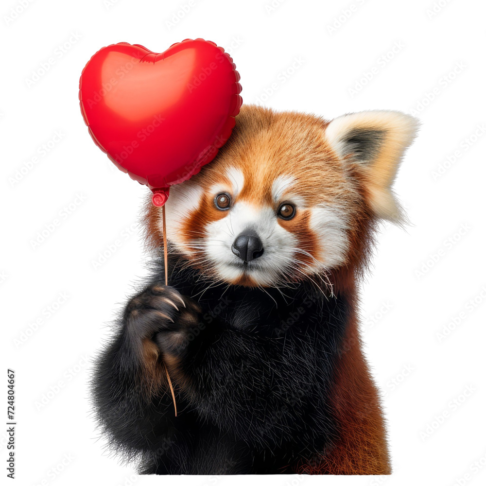 Red Panda Holding Heart Shaped Balloon Red Panda Holding Heart Shaped Balloon