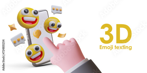 Emoji texting, message concept. Online communication, chat