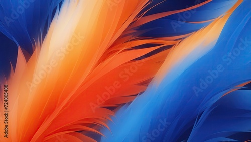 Stylish Orange and Blue Soft Feathers Background