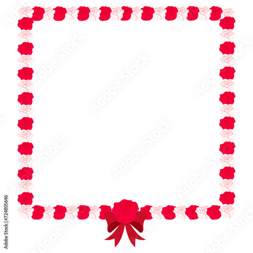 red and white rose frame with bow illustration