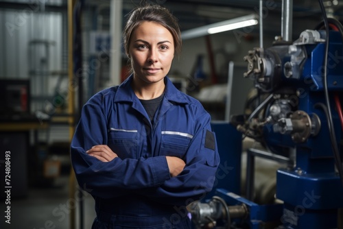 A Skilled Female Plumber in Her Modern Workshop, Ready to Tackle Any Plumbing Challenge