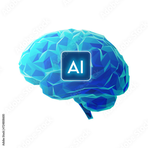 brain low polygon Artificial intelligence concept 3d illustration on dark background