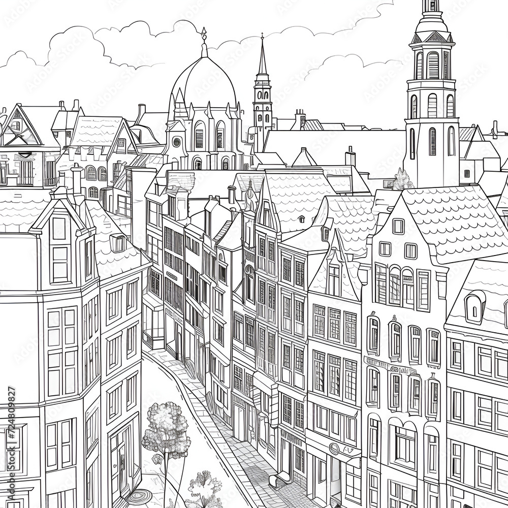 Amsterdam Coloring Page, Ai generative