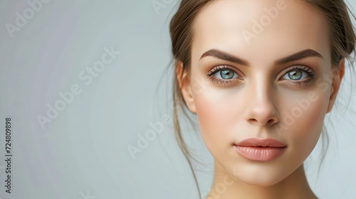 Young woman with smooth forehead without any wrinkles