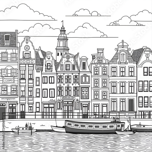 Amsterdam Coloring Page, Ai generative