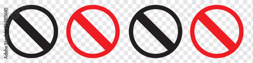 forbidden sign not allowed in red and black . ban icon symbol . stop entry sign . slash icon . prohibited mark, EPS10