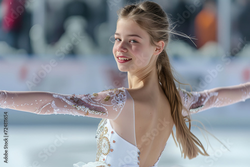 Youth figure skating competition, aspiring athletes photo