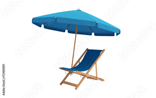Coastal Bliss with Beach Chair and Umbrella On Transparent Background.