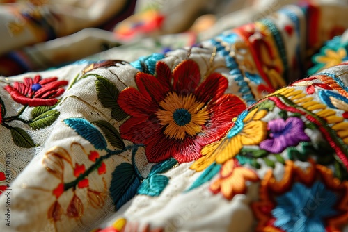 Colorful flowers embroidere...
