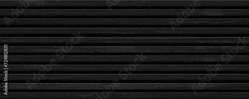 Wooden background made of black slats. Template banner for advertising and signage. Stock vector illustration