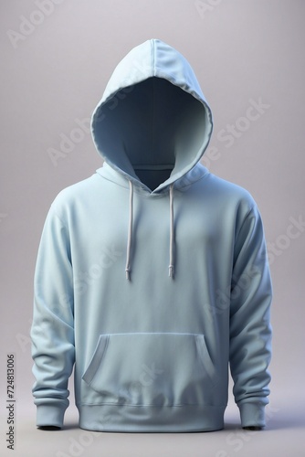 trendy pure light blue hoody without logo element