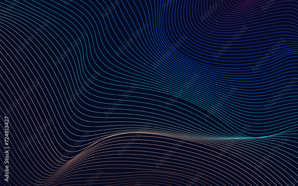 Abstract technology with dynamic wavy lines background illustration in minimalist style Abstract technology with dynamic wavy lines background illustration in minimalist style