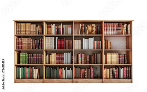 Home Library with a Stylish Bookshelf On Transparent Background.