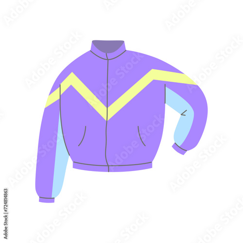 Hand drawn vector illustration sport jacket. Classic 80s-90s elements in modern style flat  line style.