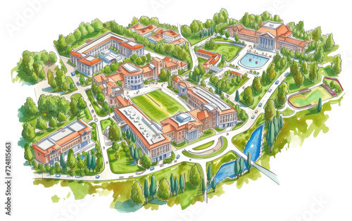 Exploring the University with the Campus Map On Transparent Background.
