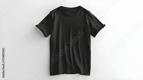 Black t-shirt on black background.