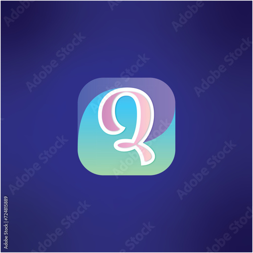 Modern letter Q abstract logo template, colorful, app icon, letter Q logo for technology brand identity symbol mark design.