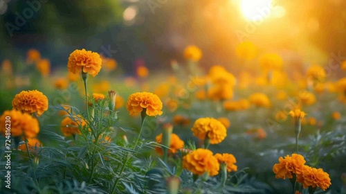 A field of marigolds glowing like a sunset © Shani work