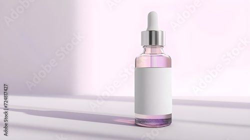 3d render of dropper flacon with blank label, white background