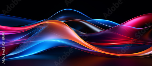 Colorful abstract 3D waves of fluid neon liquid