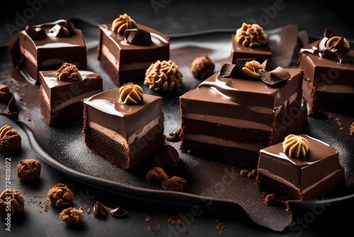 Indulgent chocolate dessert, stacked high with sweetness
