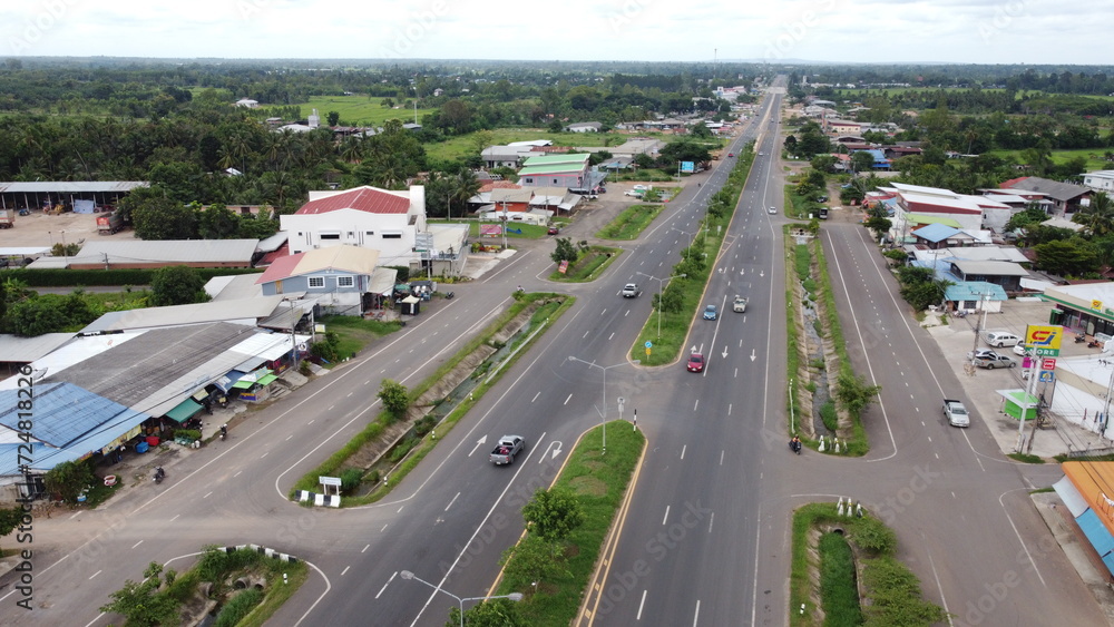 Top view of the provinces in Thailand. Taken from a drone. Bird's-eye view. Top view of the provinces in Thailand. Taken from a drone. Bird's-eye view.
