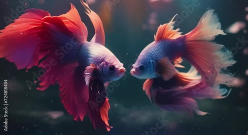 the beauty of two beautiful colorful betta fish photo