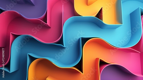 Colorful abstract wave folded paper background