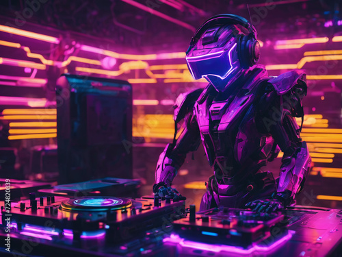 futuristic robot DJ, cyber punk - generated by ai
