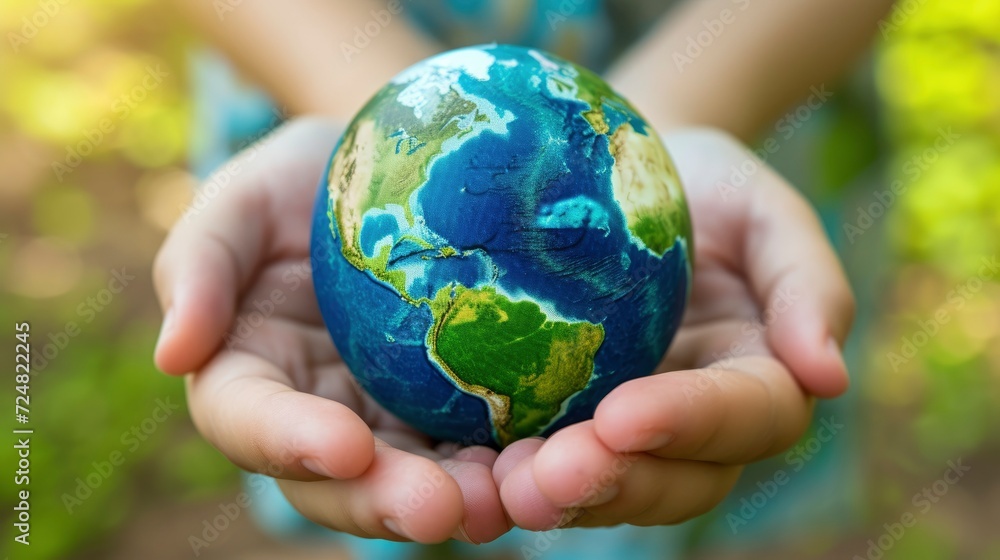 Eco Friendly Blue and green globe in the palm of hands, close up, stock photo Eco Friendly Blue and green globe in the palm of hands, close up, stock photo