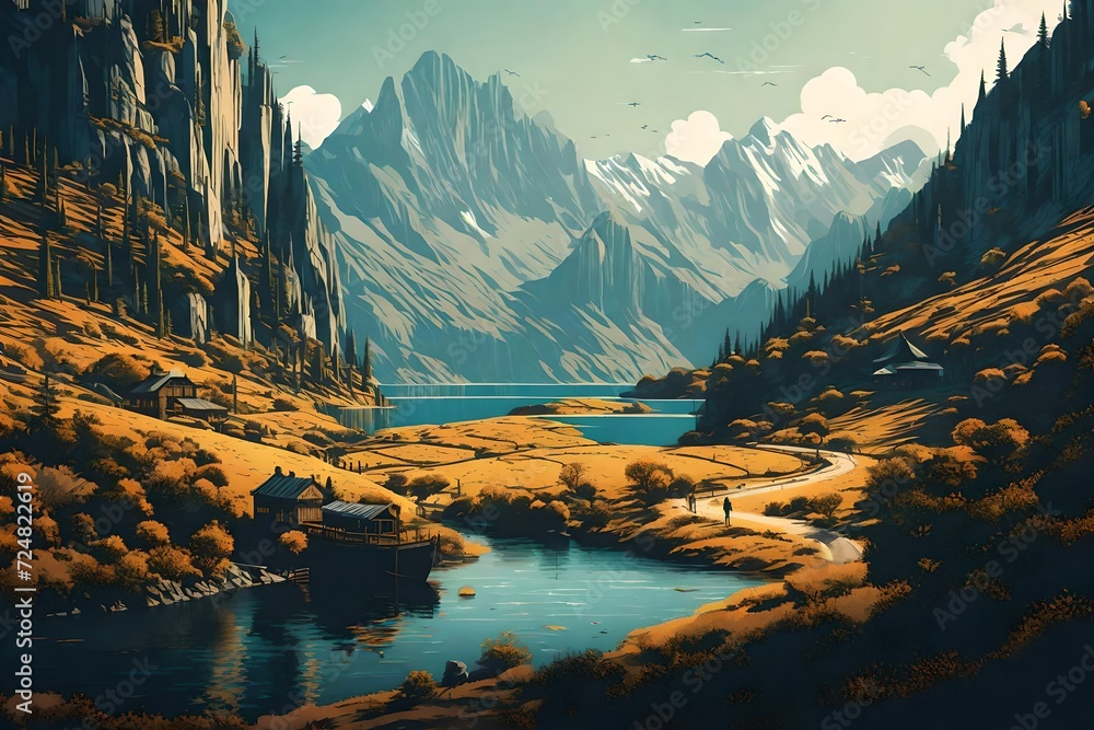 Sweet landscape vector illustration background
